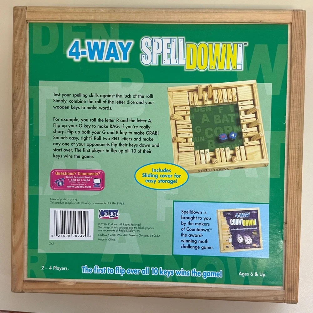 4 WAY SPELL DOWN CVC SPELLING WORD EDUCATIONAL GAME AGES 6+